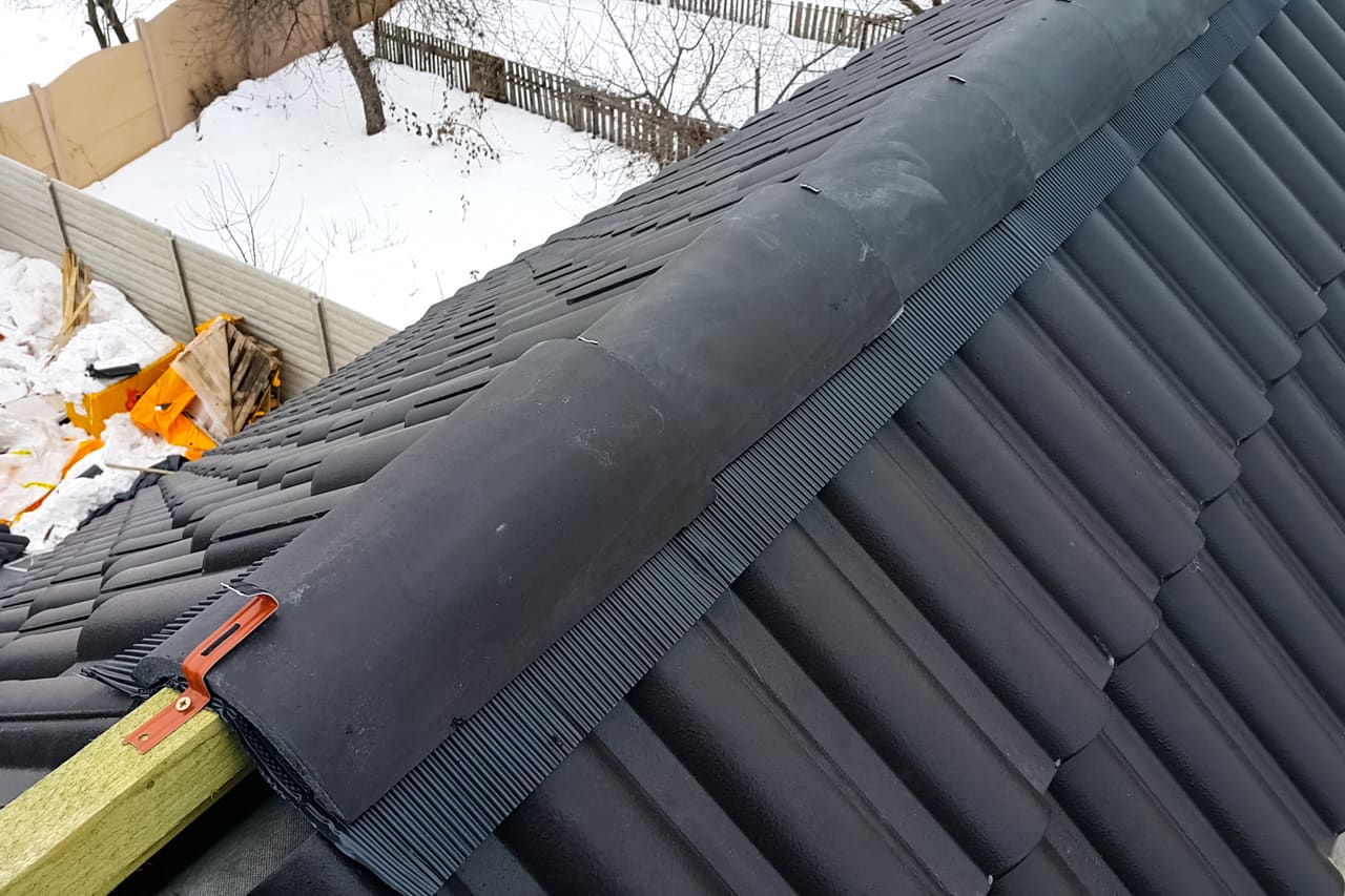 Dry ridge system fitted along a tiled roof in Berkshire