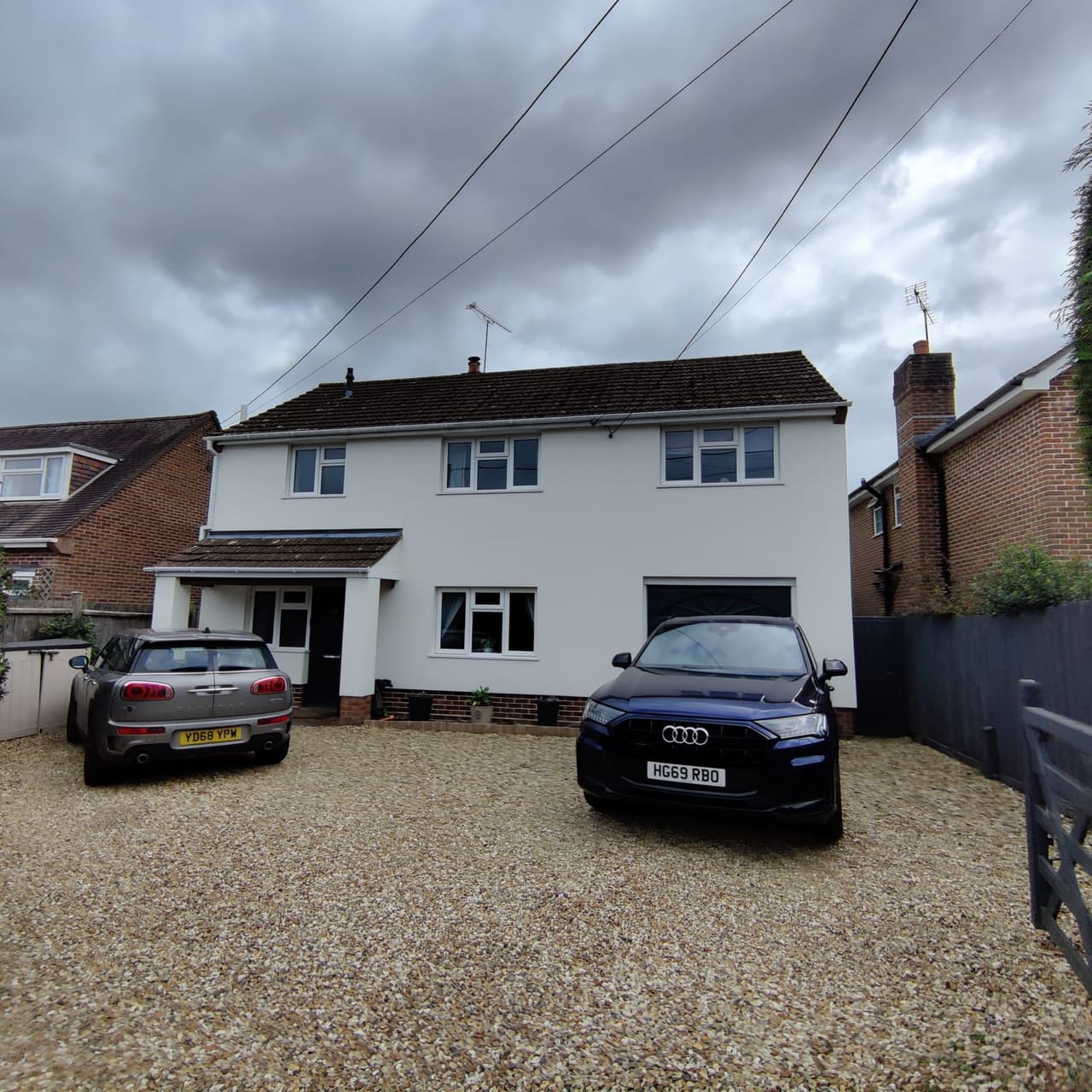 Freshly rendered and painted house exterior in Berkshire